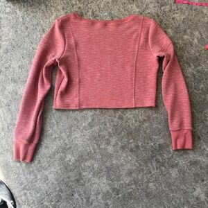 Buffbunny Collection Pink Heathered Cropped Sweatshirt Pullover XXL Womens